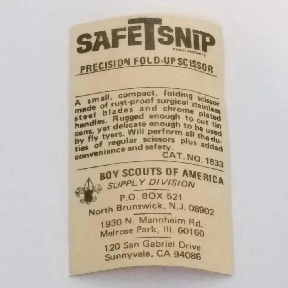 Boy Scouts of America SafeTSnip Supply Card